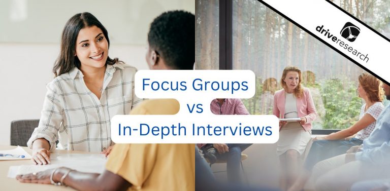 an image showing both an in-depth interview and a focus group for market research