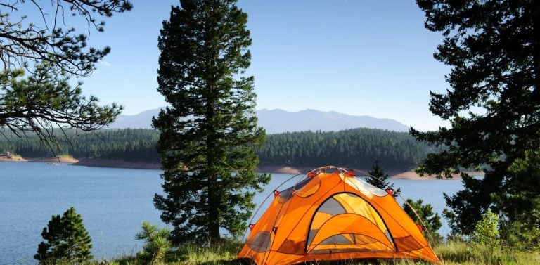 Campground overlooking lake out west