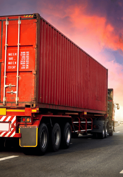 Red logistics shipping truck