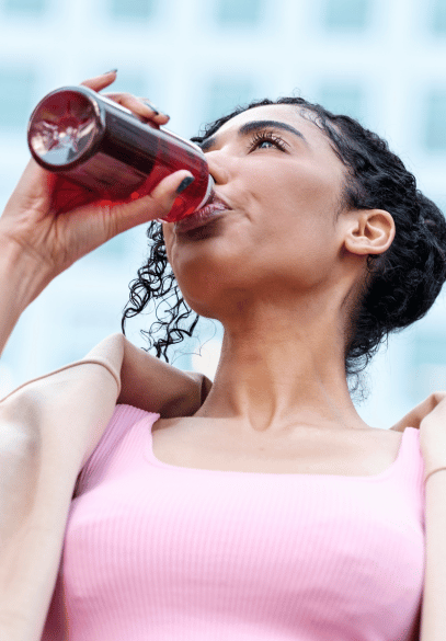 Woman drinking soda