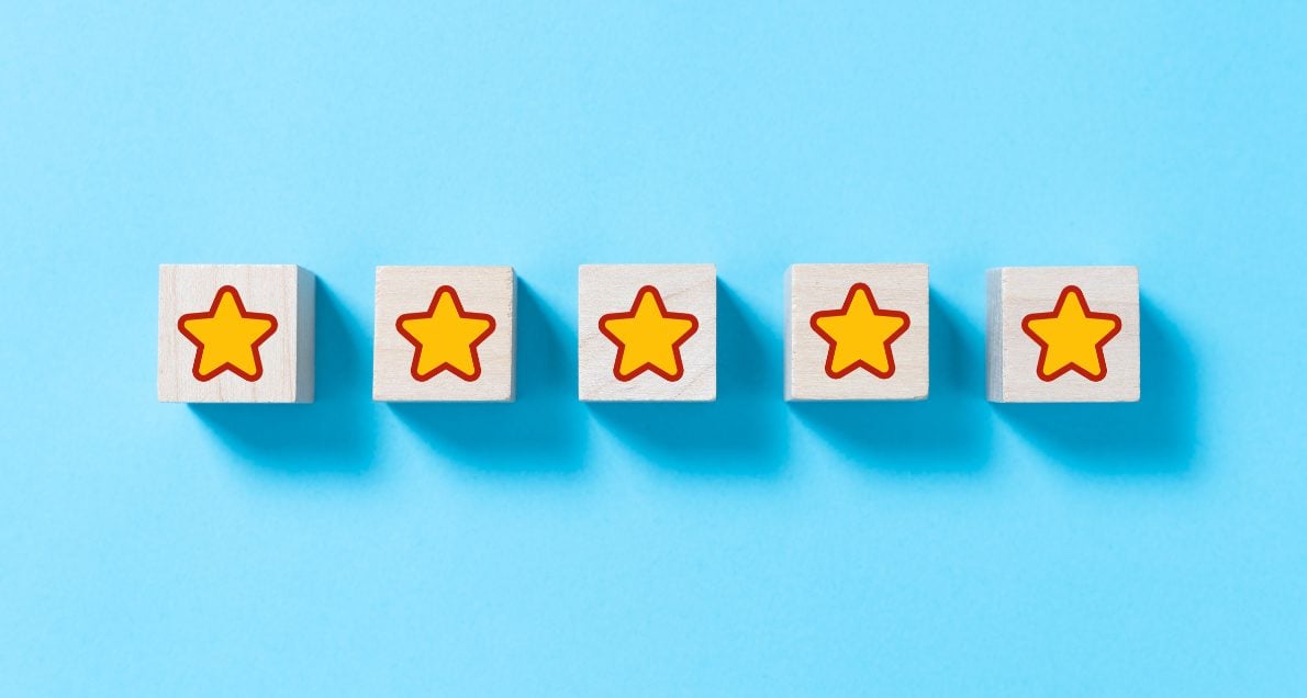 Five star blocks to symbolize ORM ratings