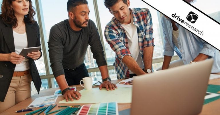 Advertising team looking at different branding schemes