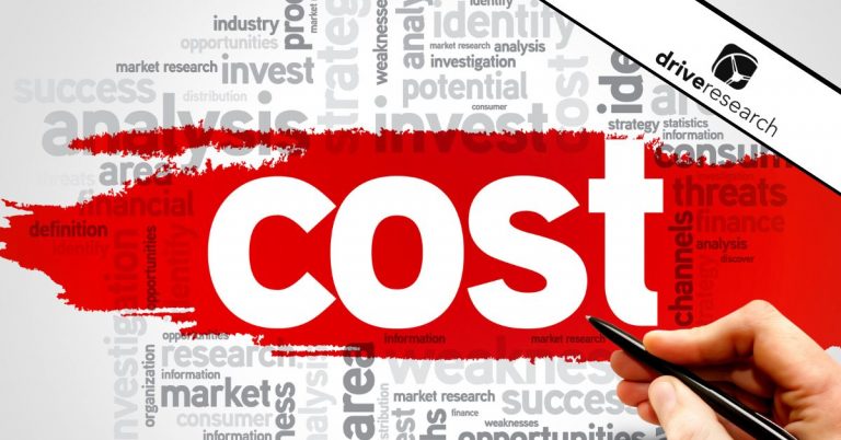 Cost written in front of a red background