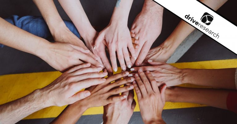 Hands holding in a huddle