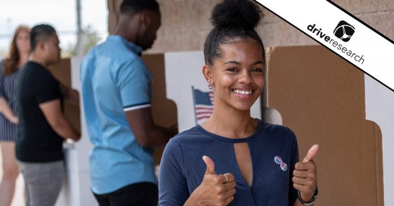 Young black female at polling booth