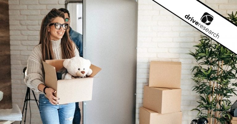 Woman moving into a residential apartment