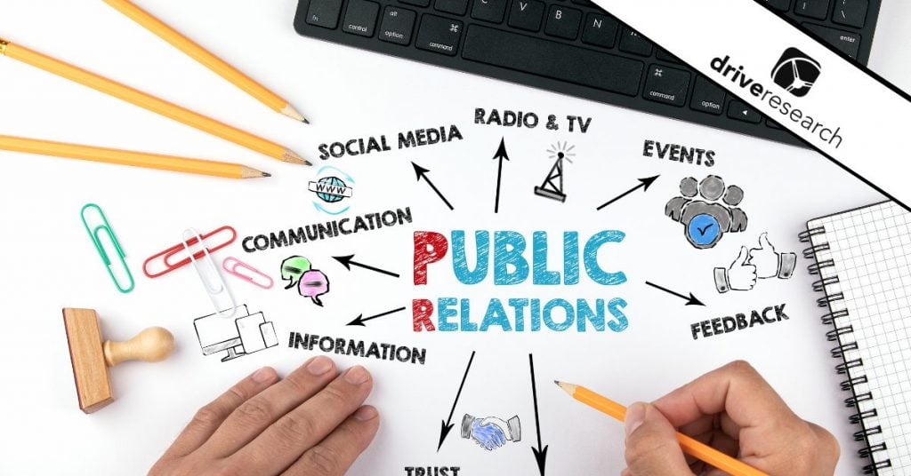 a piece of paper with pencils and writing showing the different parts of public relations