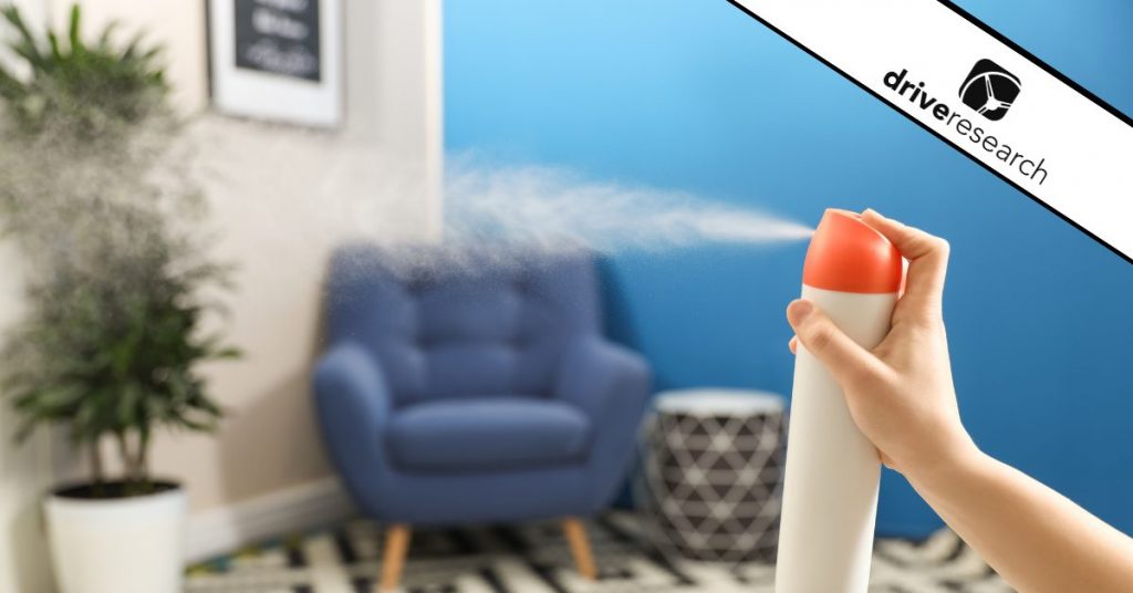 an air freshener scent spray spraying a room showing how febreze survived with market research