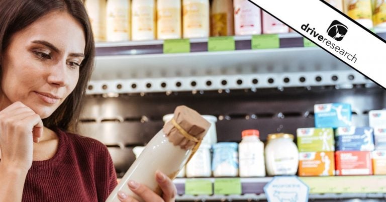 Woman looking at ingredients in store