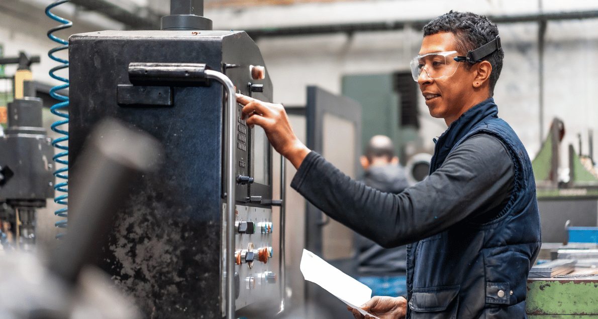 Man working in manufacturing facility