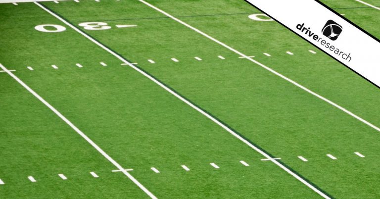 a college football field showing the lines on the field which is where college football surveys happen