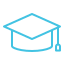 Graduation hat icon blue