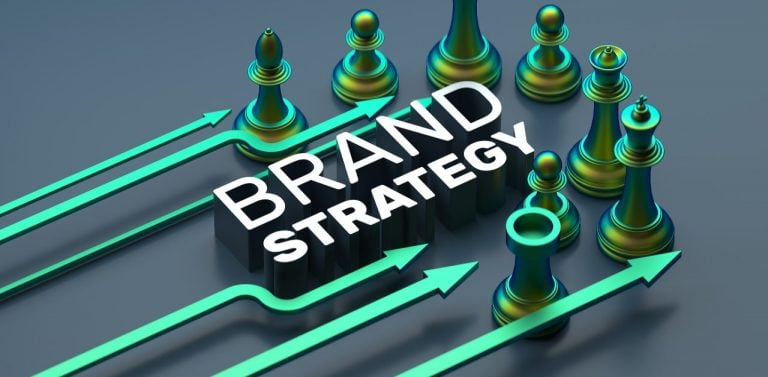 "Brand strategy" graphic with chess pieces