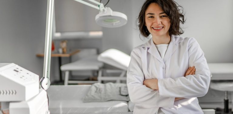 Female dermatologist crossing her hands