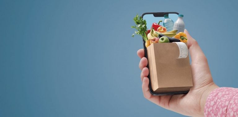 Online grocery shopping app on smartphone