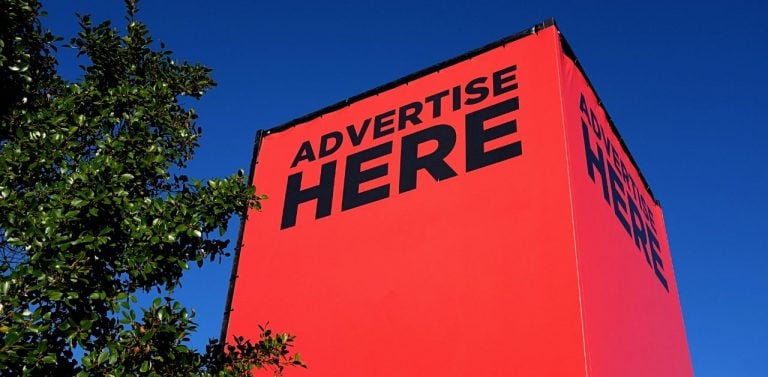 Sign outdoors labeled "advertise here"