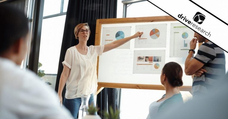 Woman presenting insights from consumer data