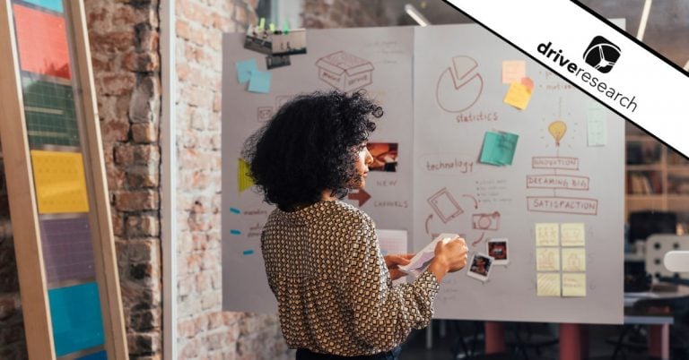 a girl using a mood board for market research